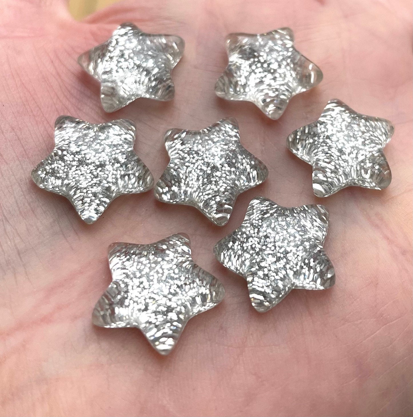 silver star cabochons, 16mm