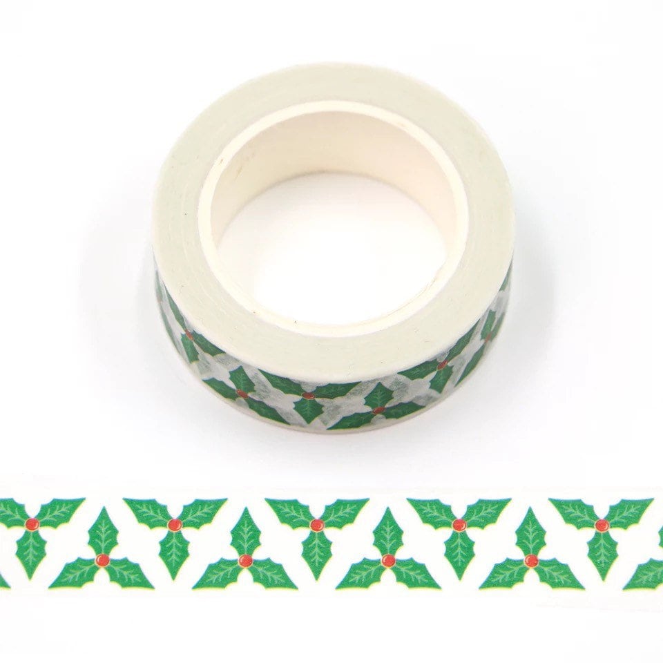 Holly berries washi tape, 10m