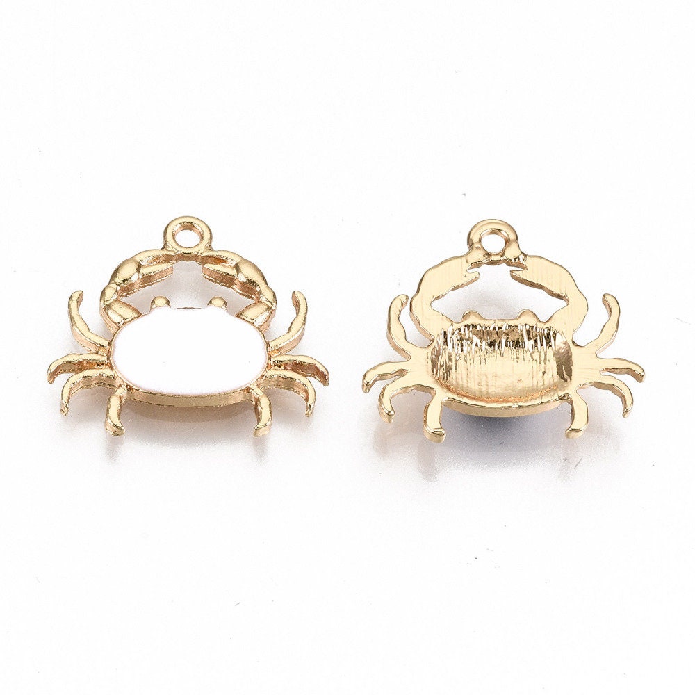 Crab enamel charms, 20mm white