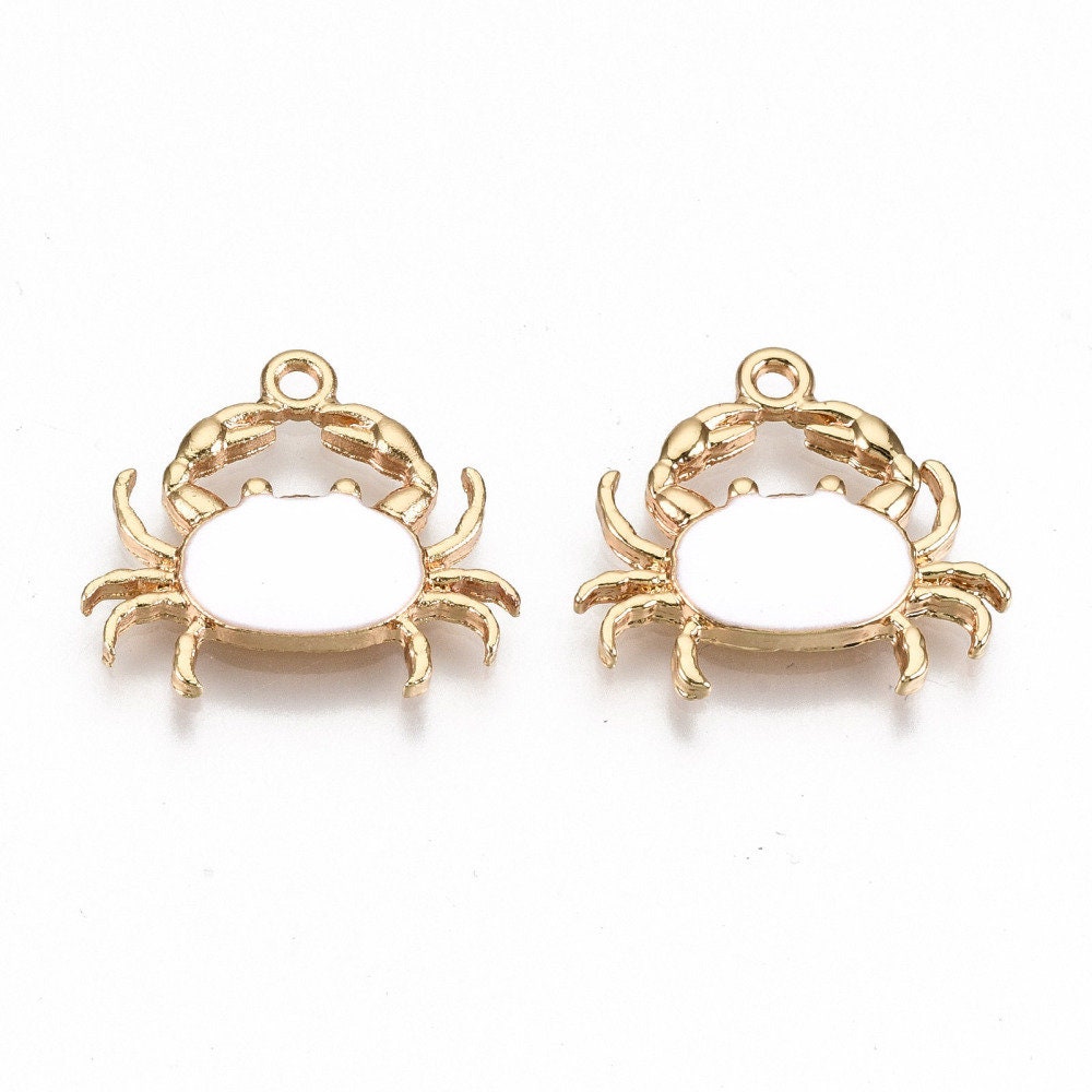 Crab enamel charms, 20mm white