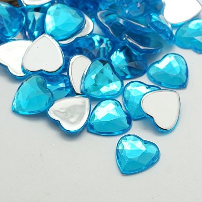 Blue heart embellishments, 20mm