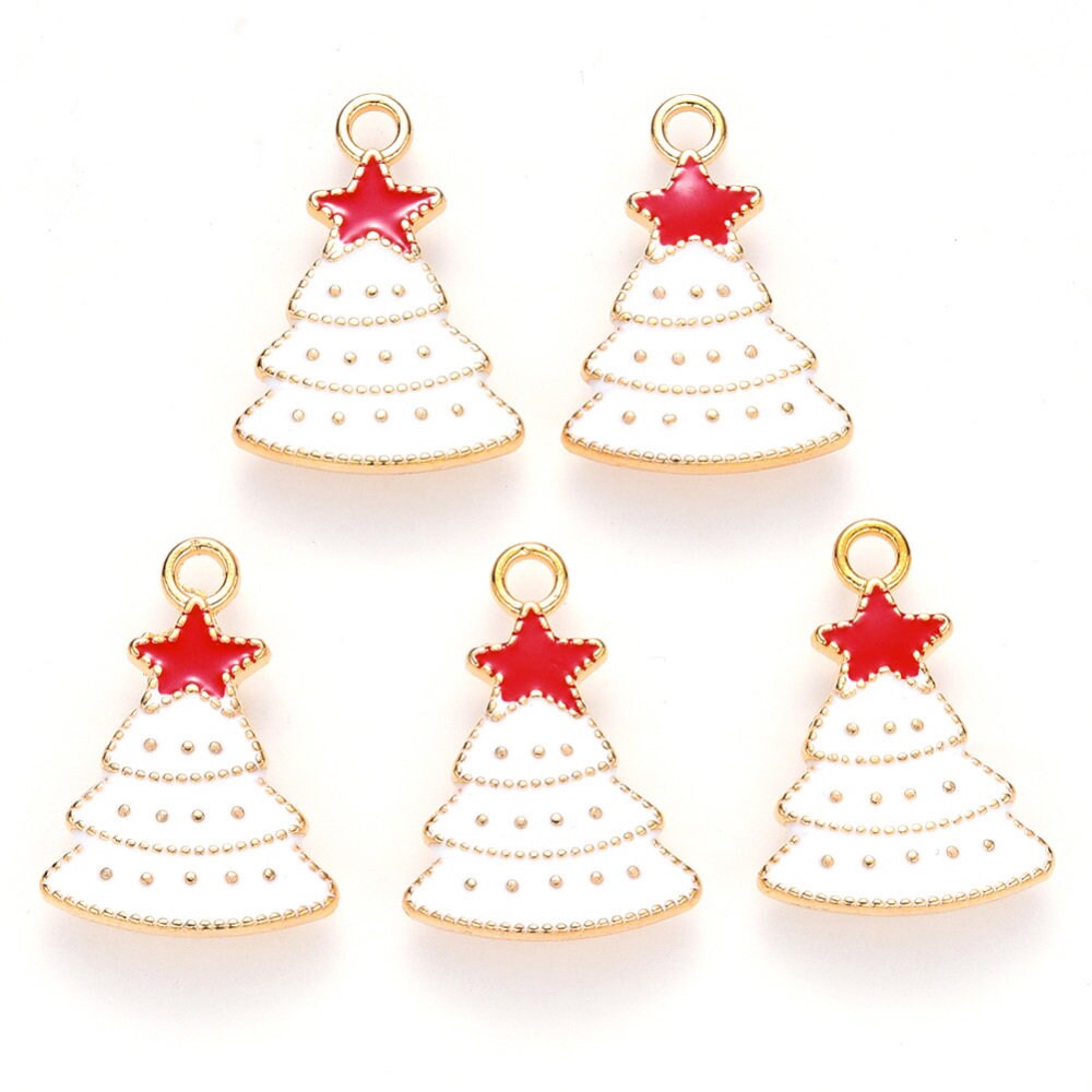Christmas tree charms, white 26mm