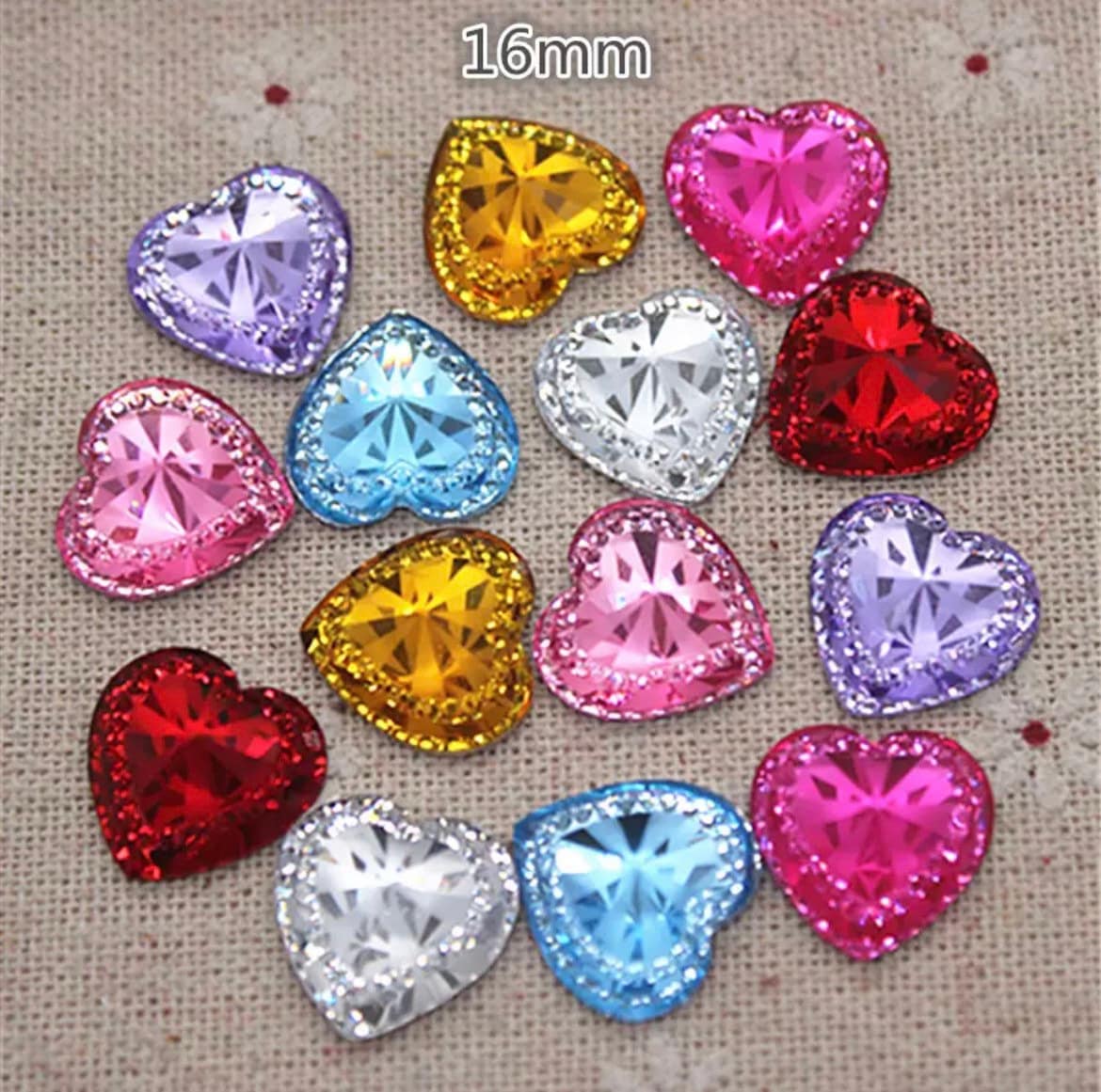 Red heart embellishments, 16mm