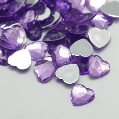 lilac heart embellishments, 12mm