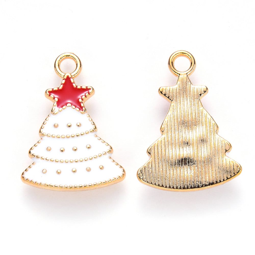 Christmas tree charms, white 26mm