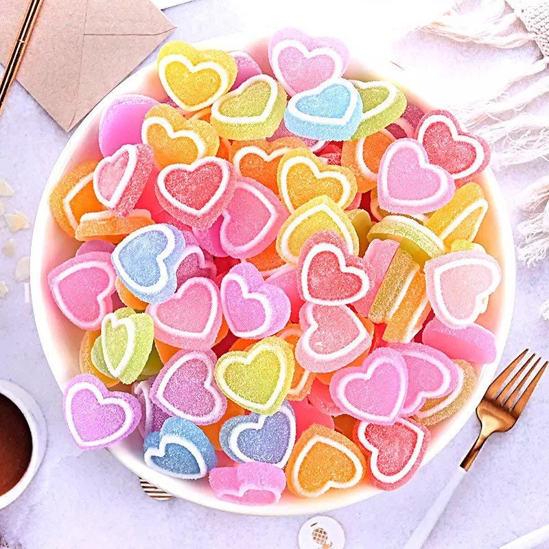 heart sweets resin embellishments, frosted 17mm
