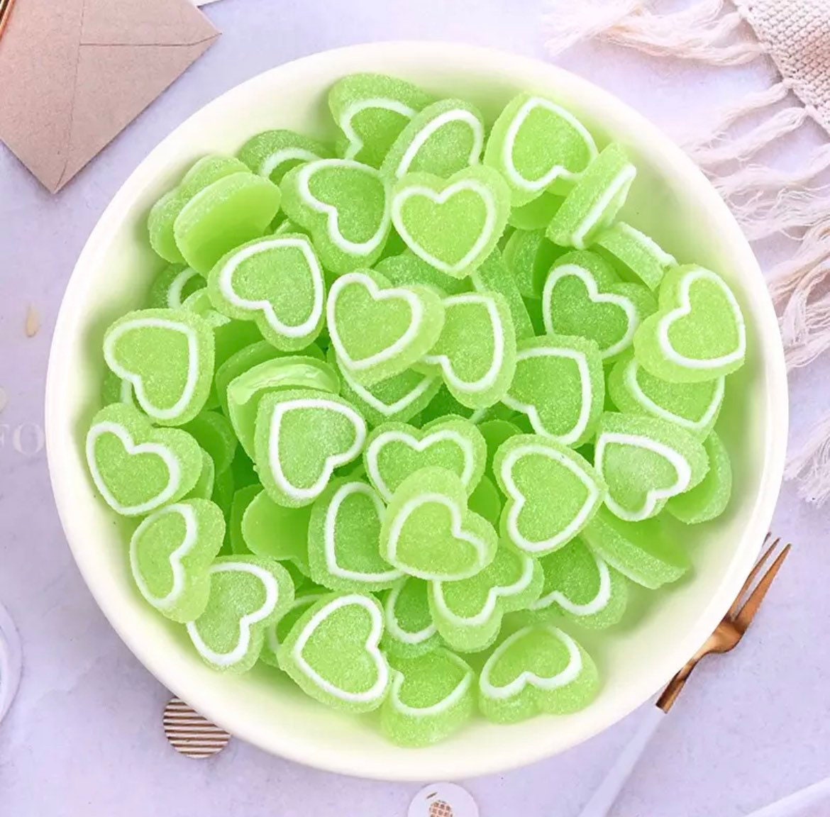 heart sweets resin embellishments, frosted 17mm