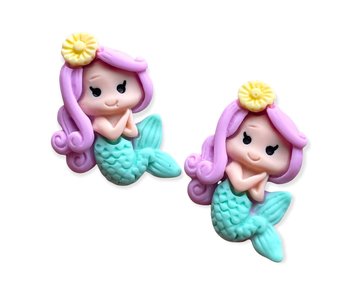 Mermaid resin cabochons, 25mm