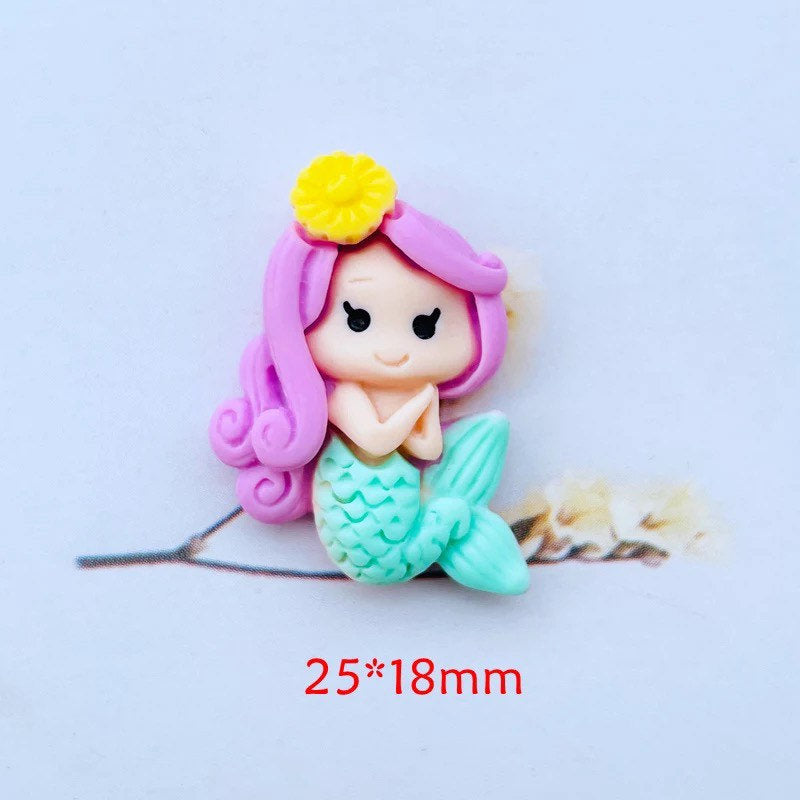 Mermaid resin cabochons, 25mm