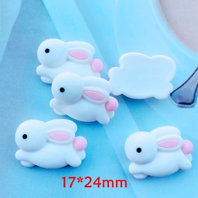 Rabbit resin embellishments, white 24mm