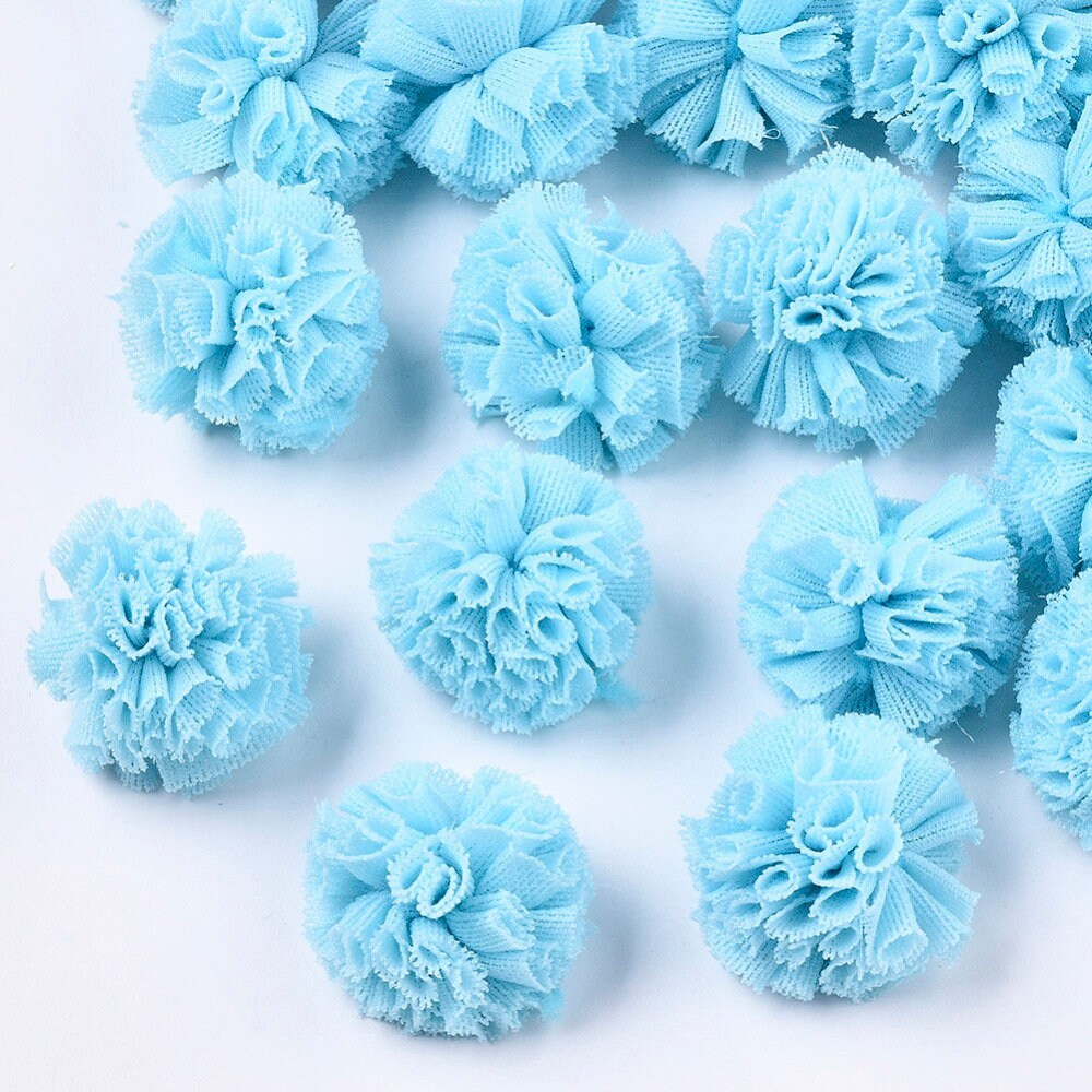 Pastel mesh fabric balls, 25mm mixed colour