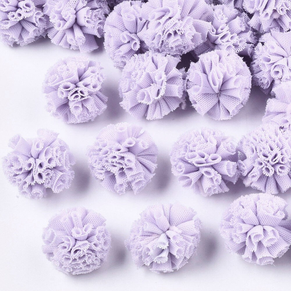 Pastel mesh fabric balls, 25mm mixed colour