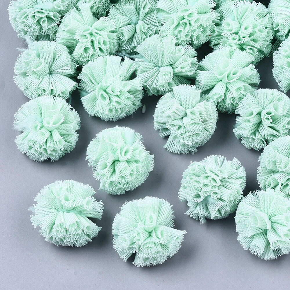 Pastel mesh fabric balls, 25mm mixed colour