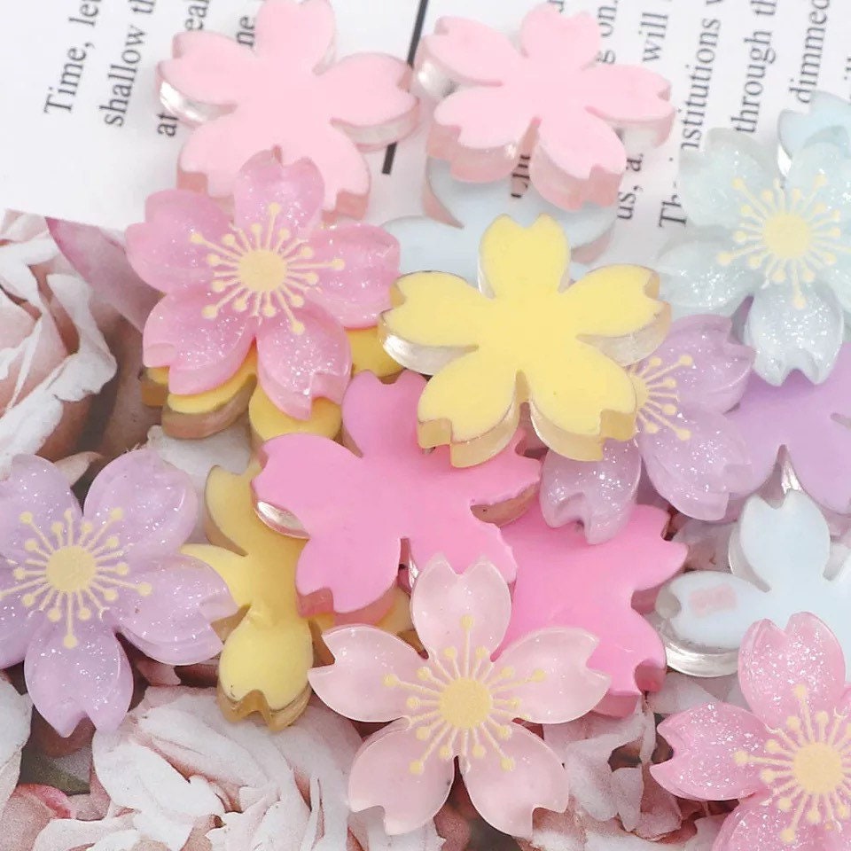 Flower cabochons, 26mm cherry blossom