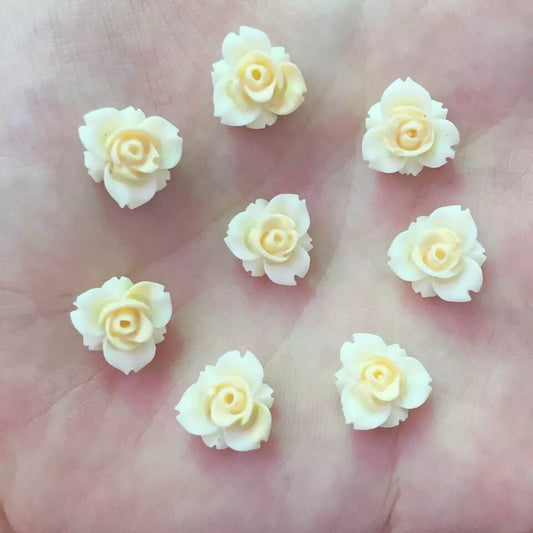 Cream flower cabochons, 11mm