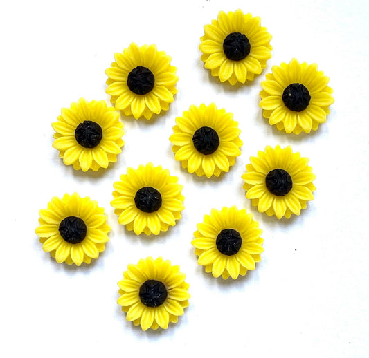 sunflower cabochons, 15mm yellow