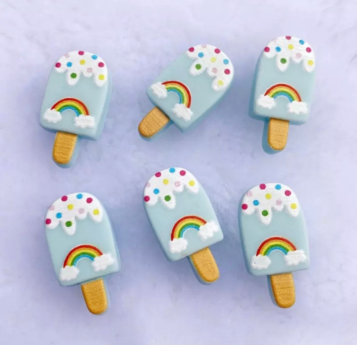 Ice lolly resin embellishments, blue 25mm