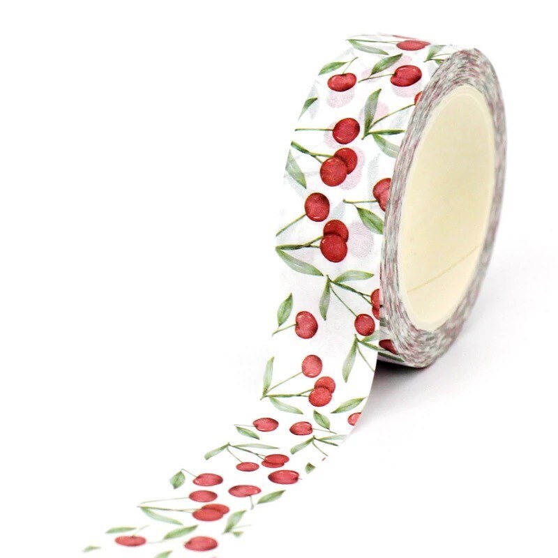 Cherry Washi tape roll, 10m single sided