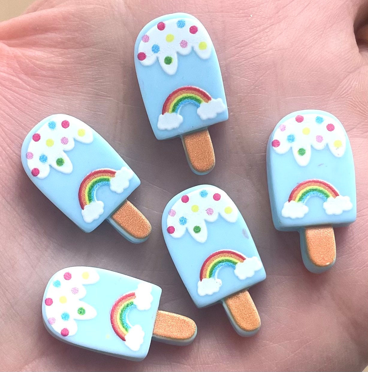 Ice lolly resin embellishments, blue 25mm