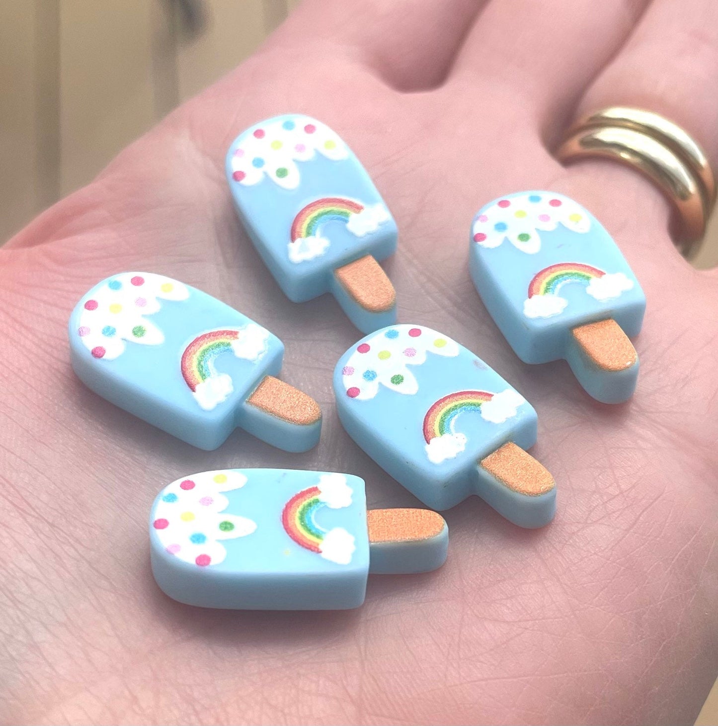 Ice lolly resin embellishments, blue 25mm