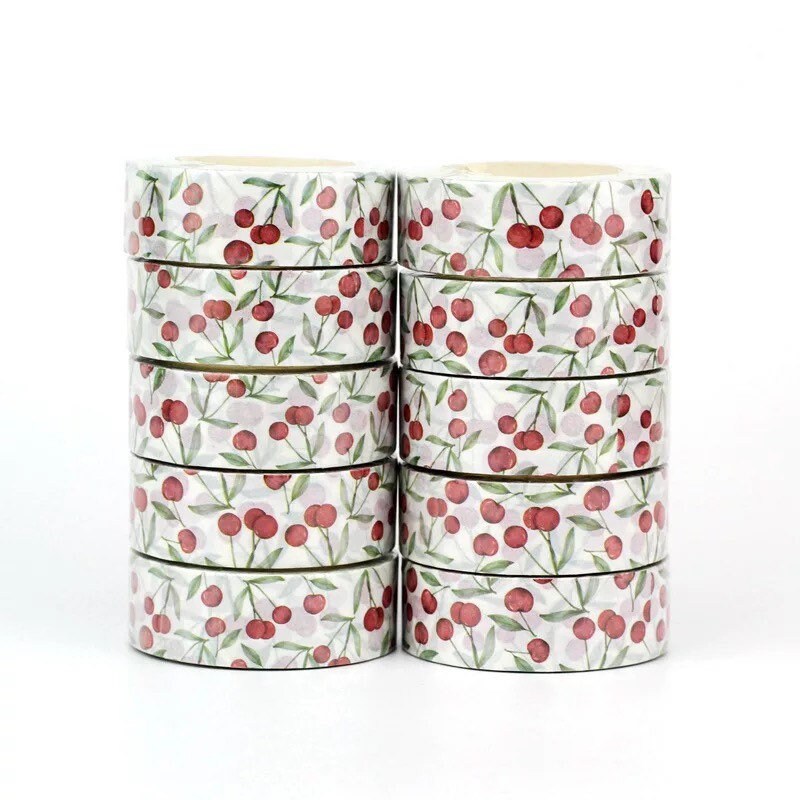 Cherry Washi tape roll, 10m single sided
