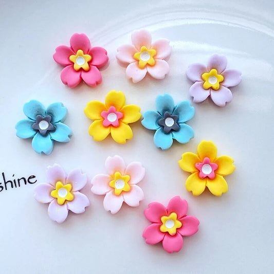 Bright flower cabochons, 14mm