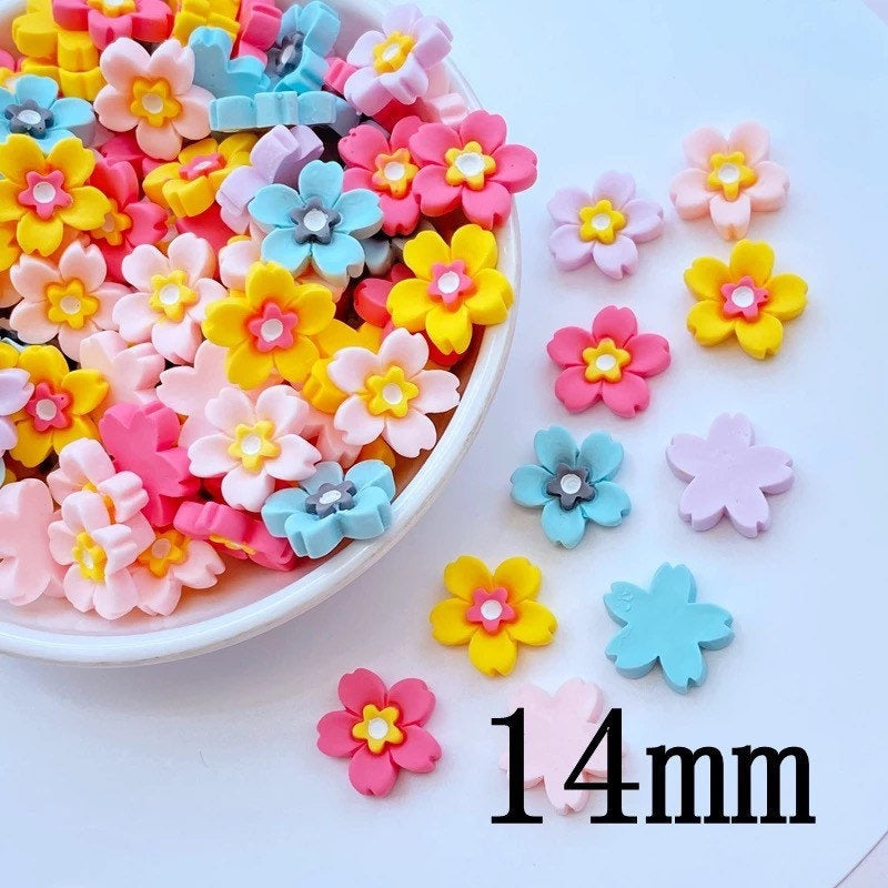 Bright flower cabochons, 14mm