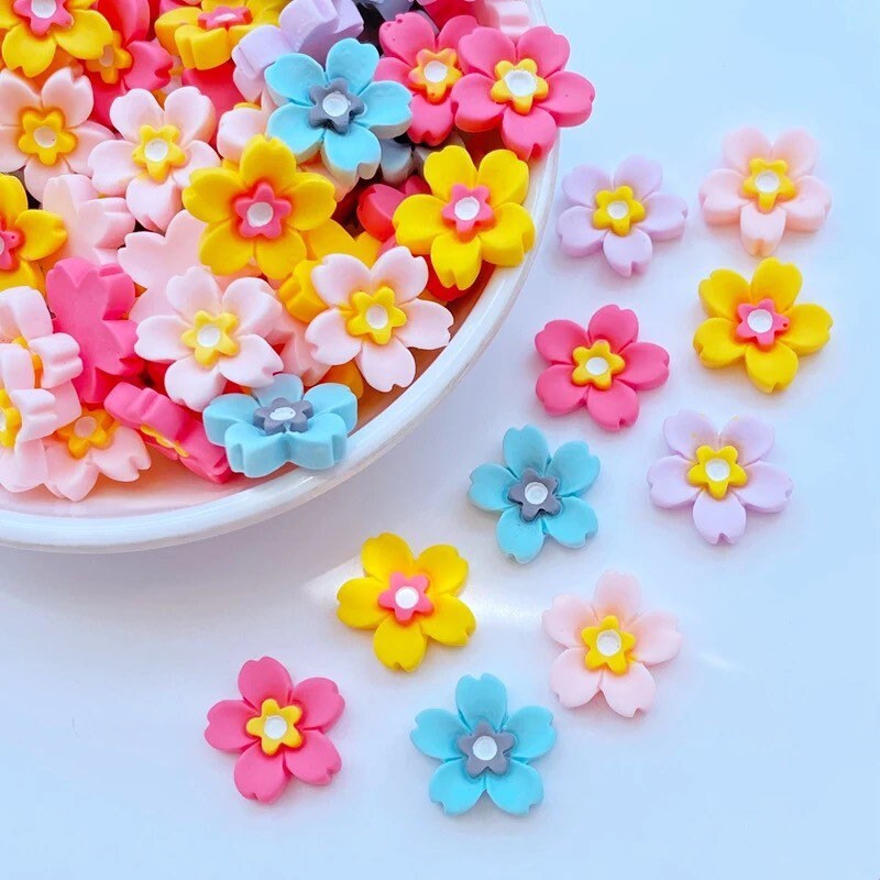 Bright flower cabochons, 14mm
