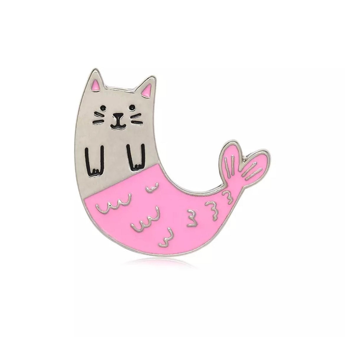 Mermaid cat enamel pin badge