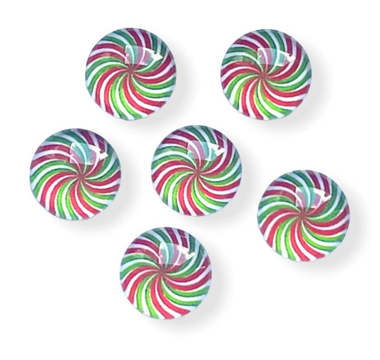 Christmas candy glass cabochons, 10mm