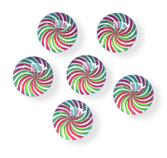 Christmas candy glass cabochons, 12mm