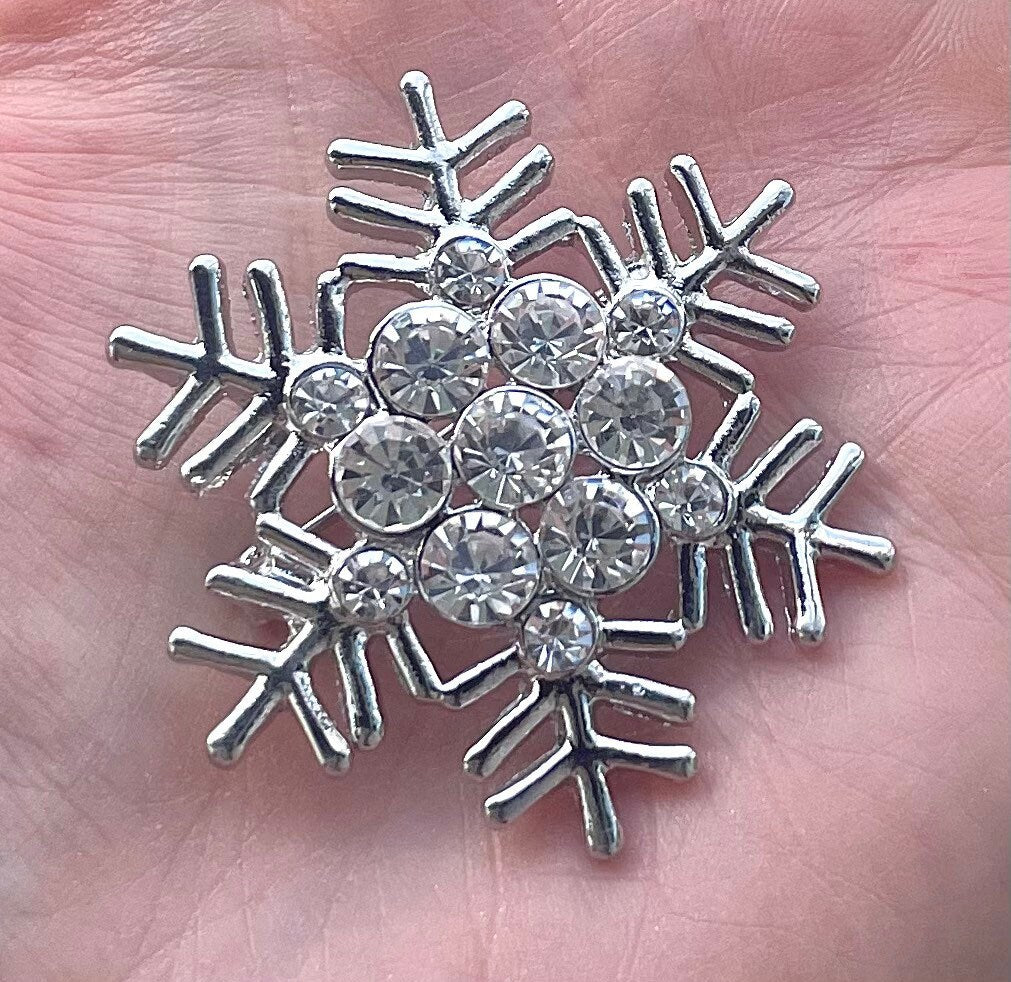 Snowflake rhinestone brooch