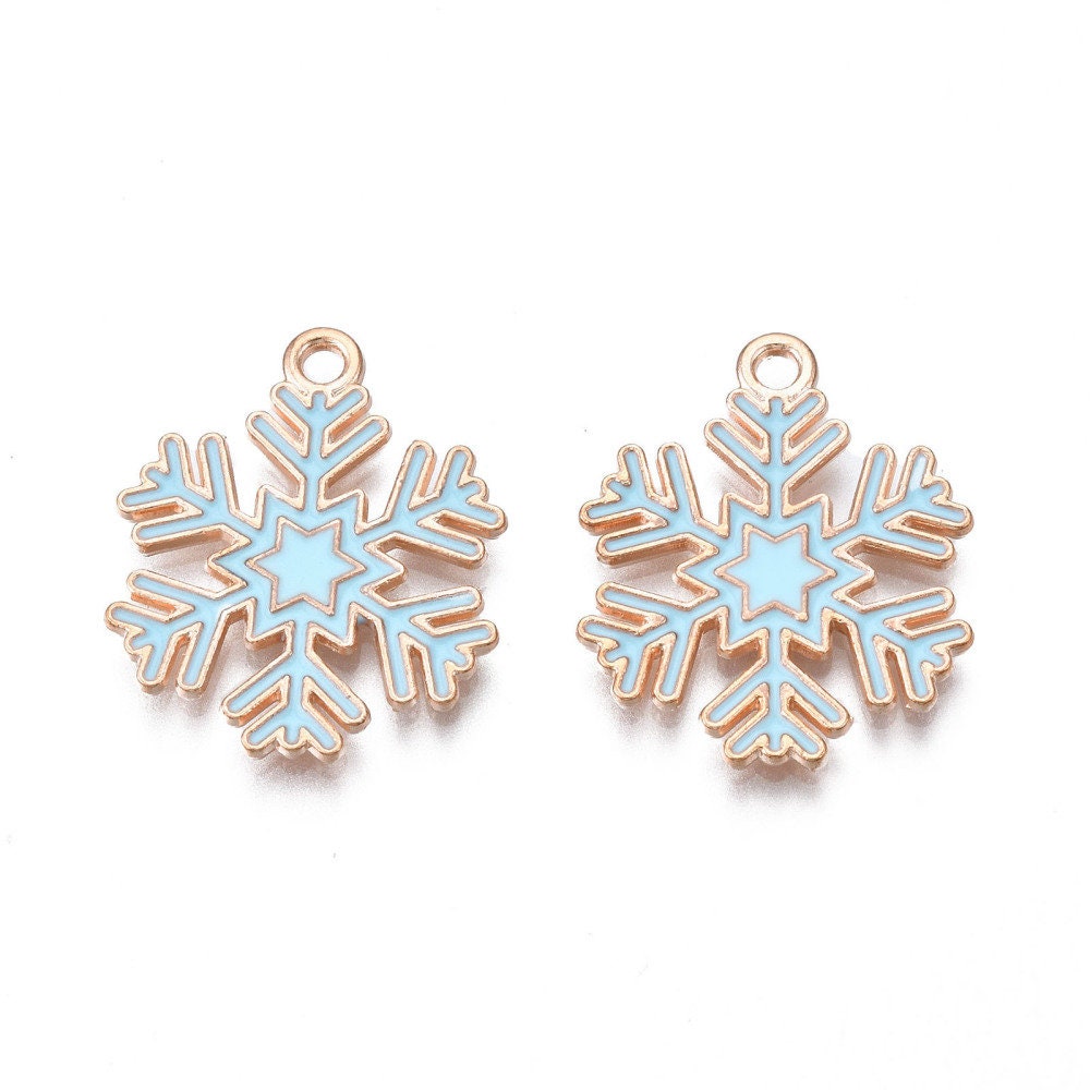 Blue Snowflake charms, 22mm