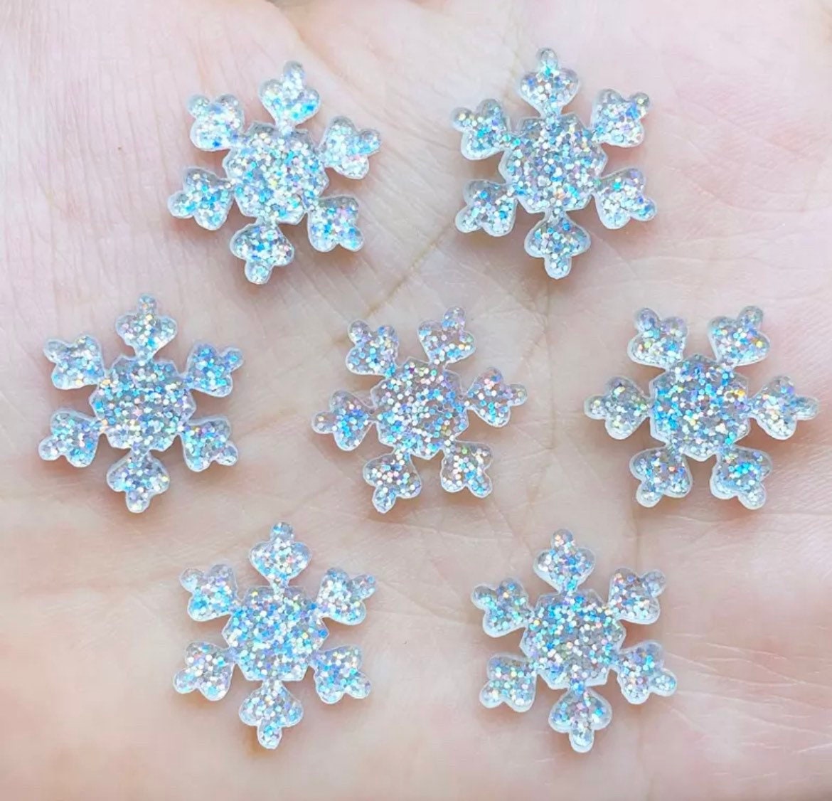 Snowflake cabochons, 17mm silver
