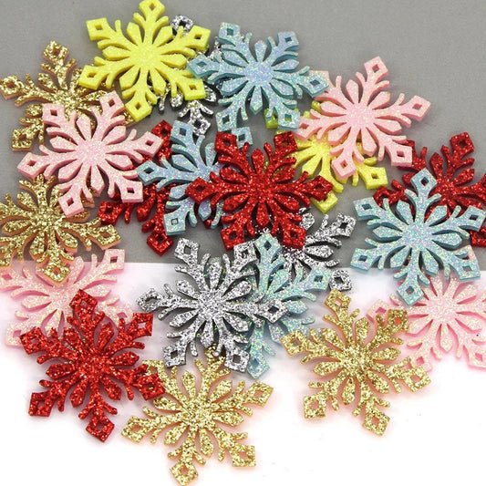 Felt glitter snowflake shapes, 45mm