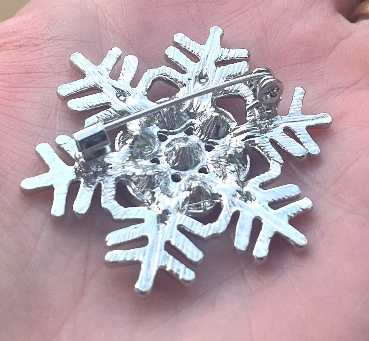 Snowflake rhinestone brooch