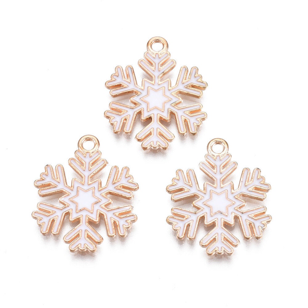 White Snowflake charms 22mm