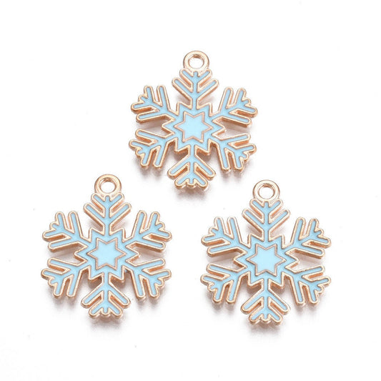 Blue Snowflake charms, 22mm