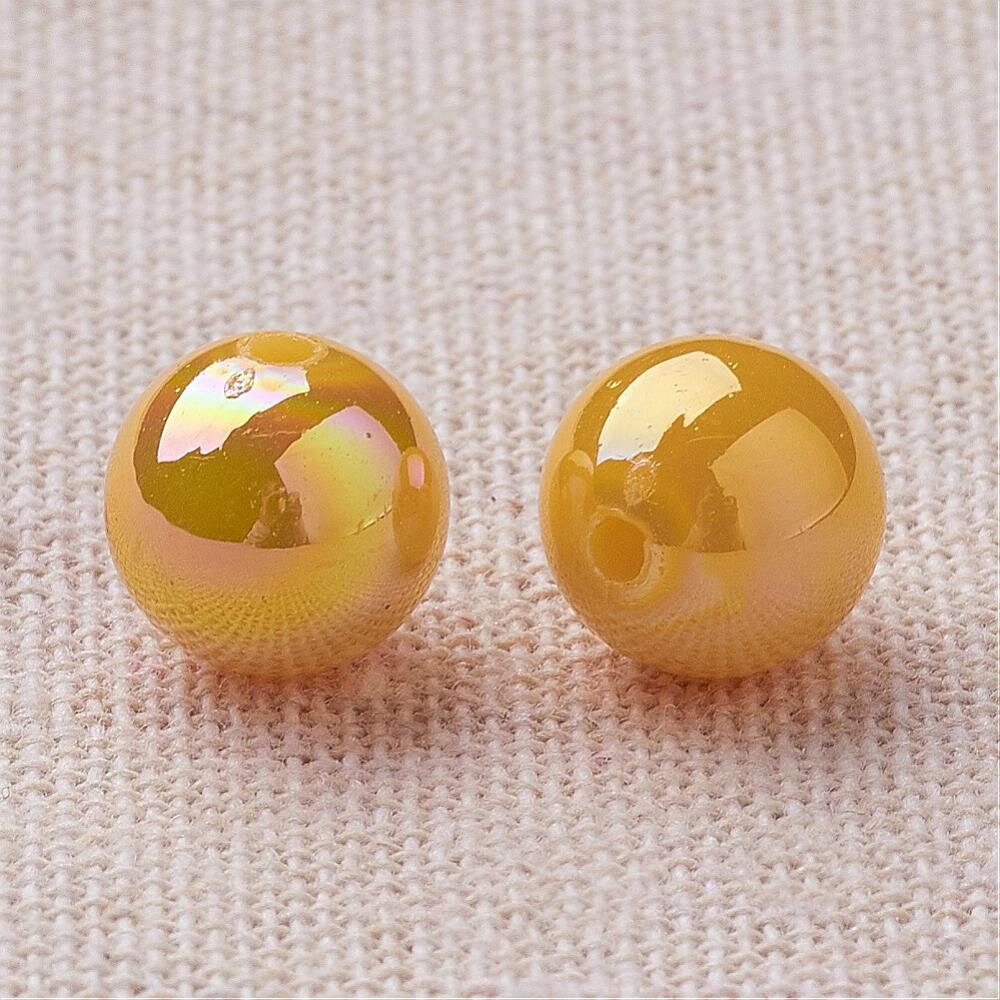 10mm gold colour plated beads, 50pcs