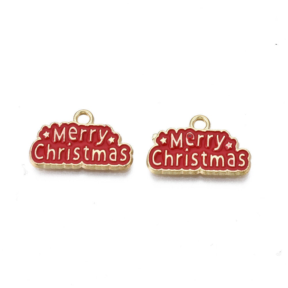Merry Christmas charms, 20mm enamel