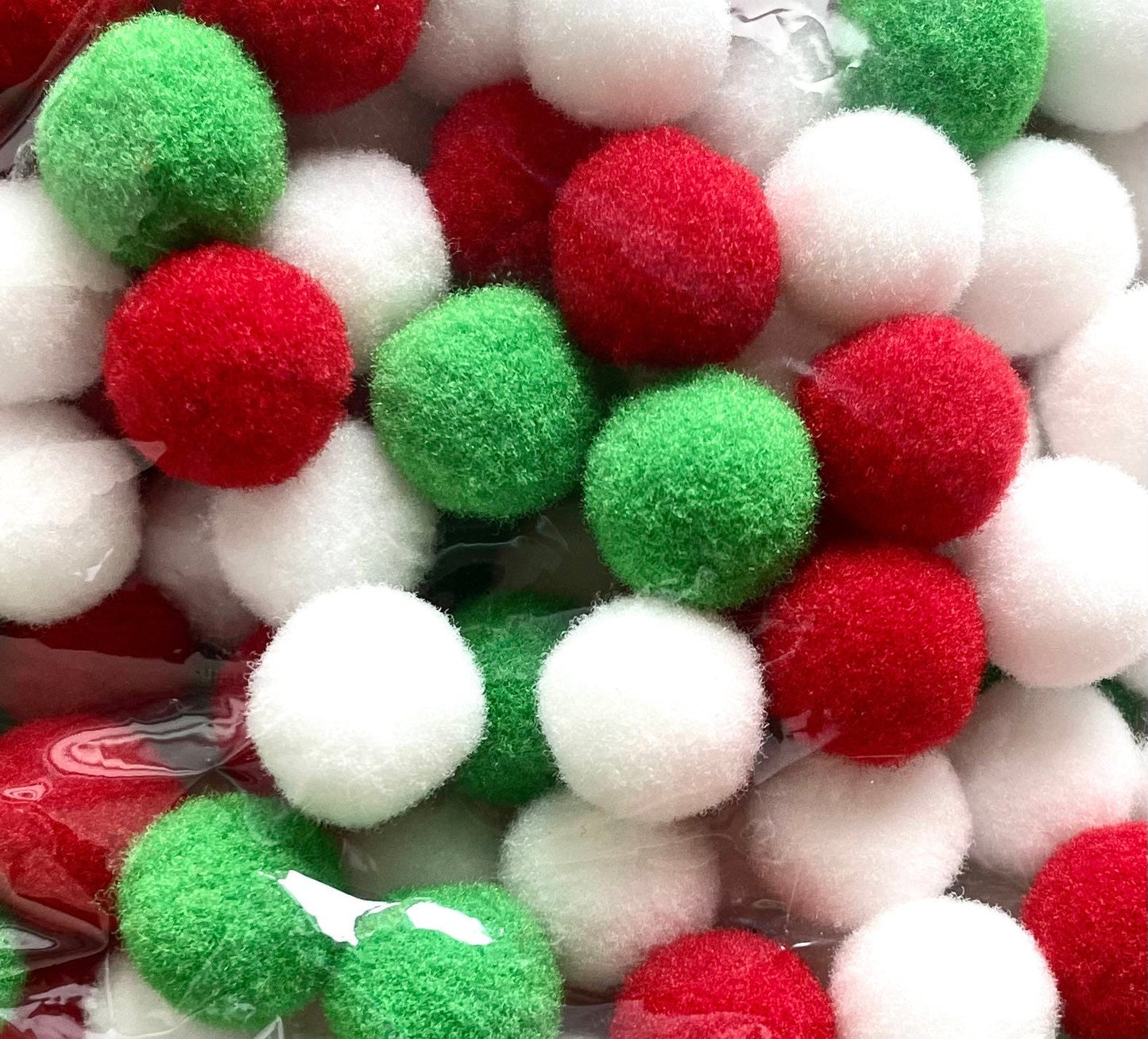 Pom Poms, Christmas mixed colour pom pom, 15mm