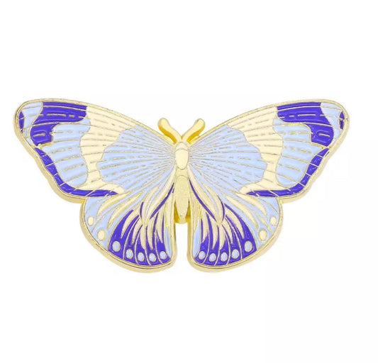 Butterfly blue enamel pin badge