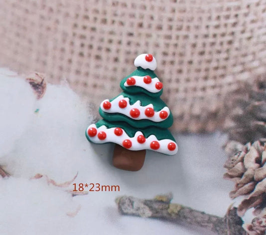 Christmas tree resin cabochons, 23mm