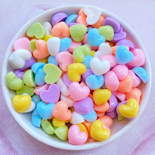 heart pastel resin embellishments, candy colour