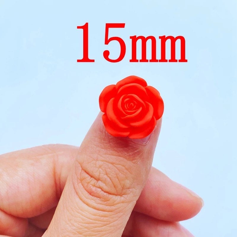 Flower cabochons, mixed colour roses, 15mm