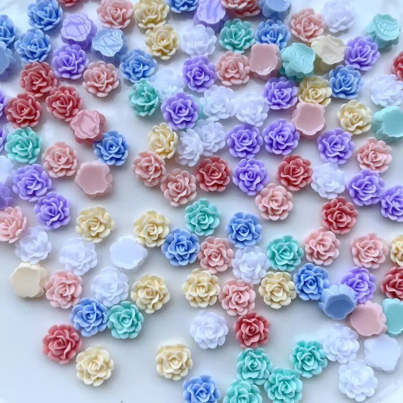 Pastel flower cabochons, 12mm