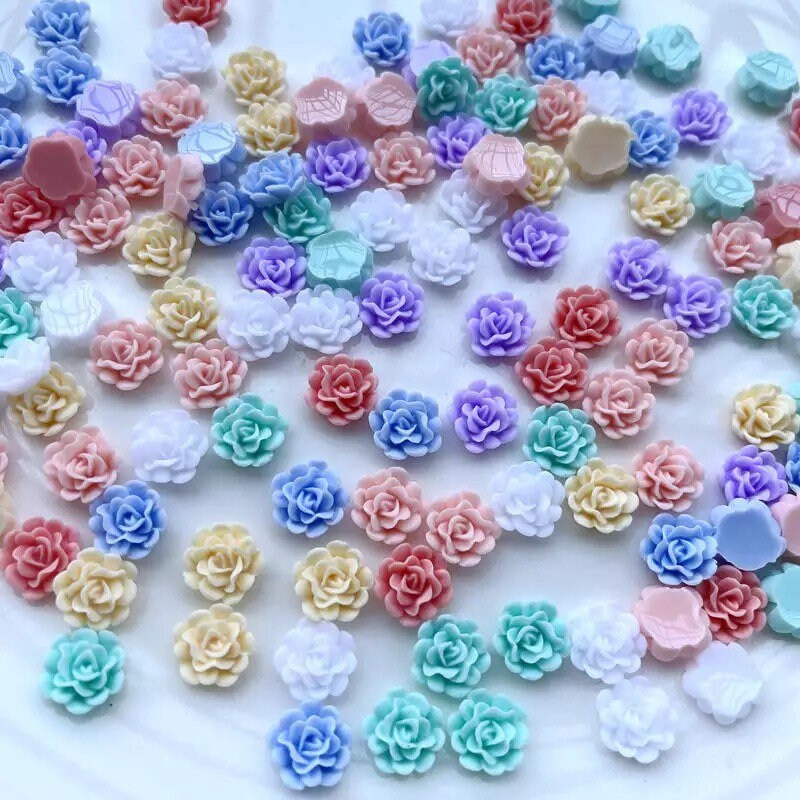 Pastel flower cabochons, 12mm