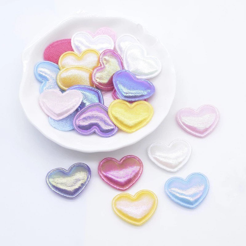 Heart fabric pink pastel embellishments, 22mm