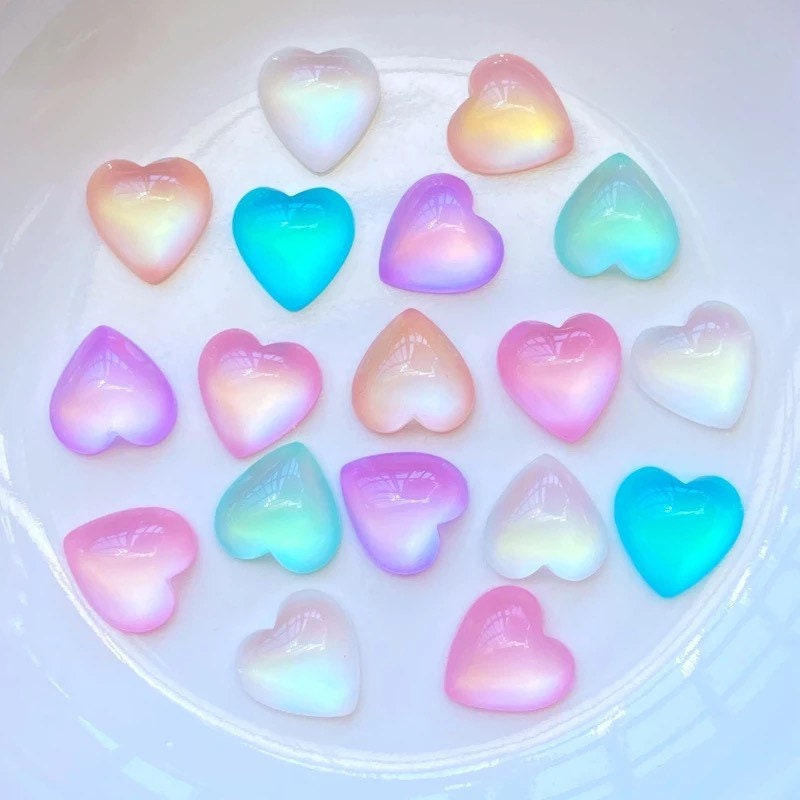 Heart embellishments, lilac opalescent 10mm