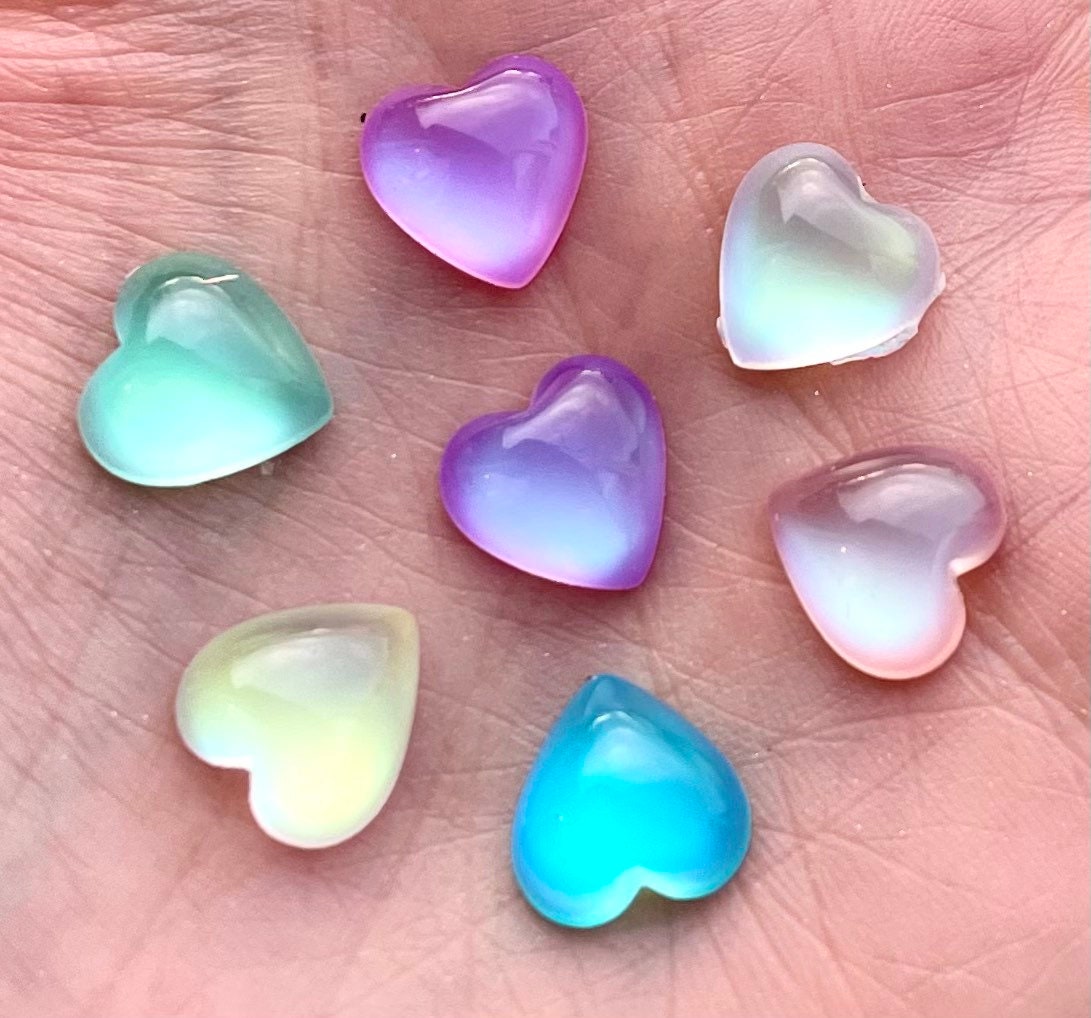 Heart embellishments, white opalescent 10mm